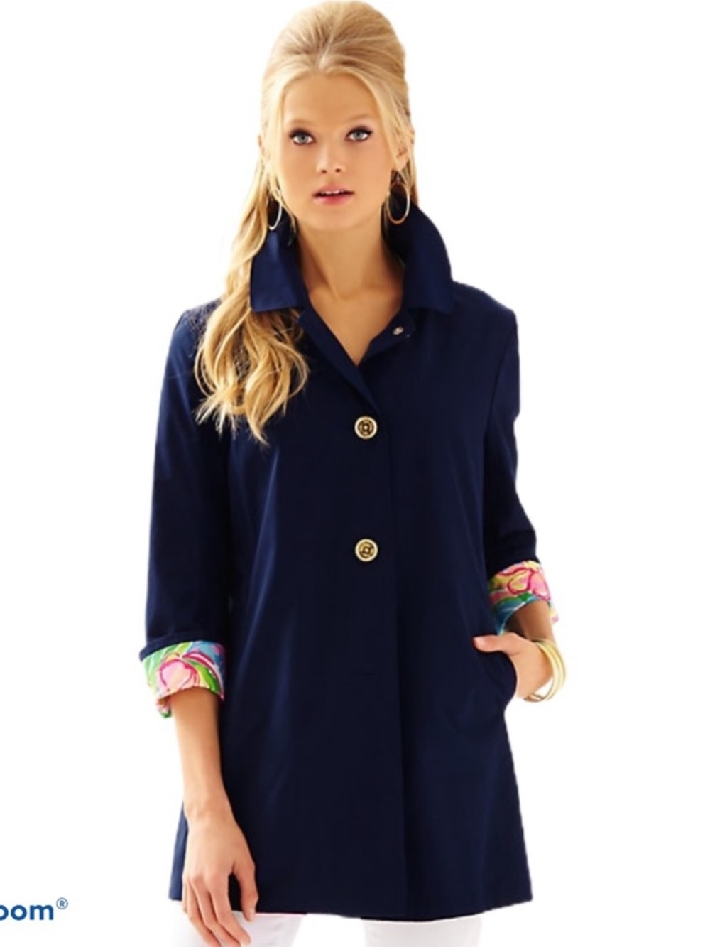 Lilly Pulitzer Palm Beach Swing Jacket Trench in True Navy